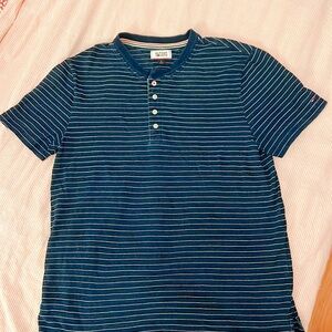Tommy Hilfiger & Denim Navy Blue Striped Henley Shirt Men's Size M